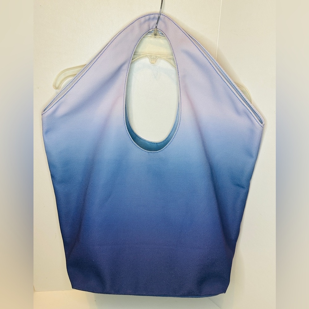 Echo New York Ombre Extra Large Canvas Tote Bag In Shades of Blue/ Lavender